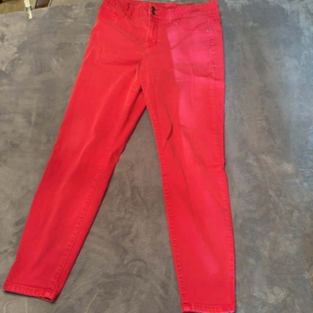 M Jeans By Maurices Womens Jeans Large Red Mid Rise Slim Stretch Denim Bottoms